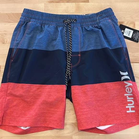 Hurley Swim Shorts size small petite red blue NWT - Picture 1 of 5